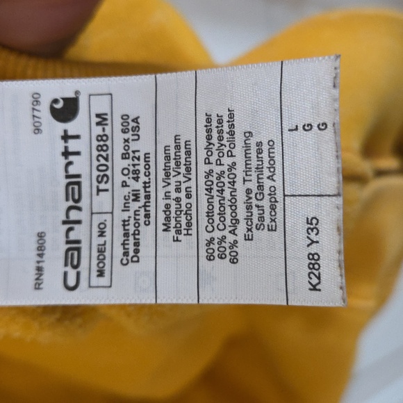 Carhartt Men's Yellow Hoodie Size Large - Picture 7 of 7
